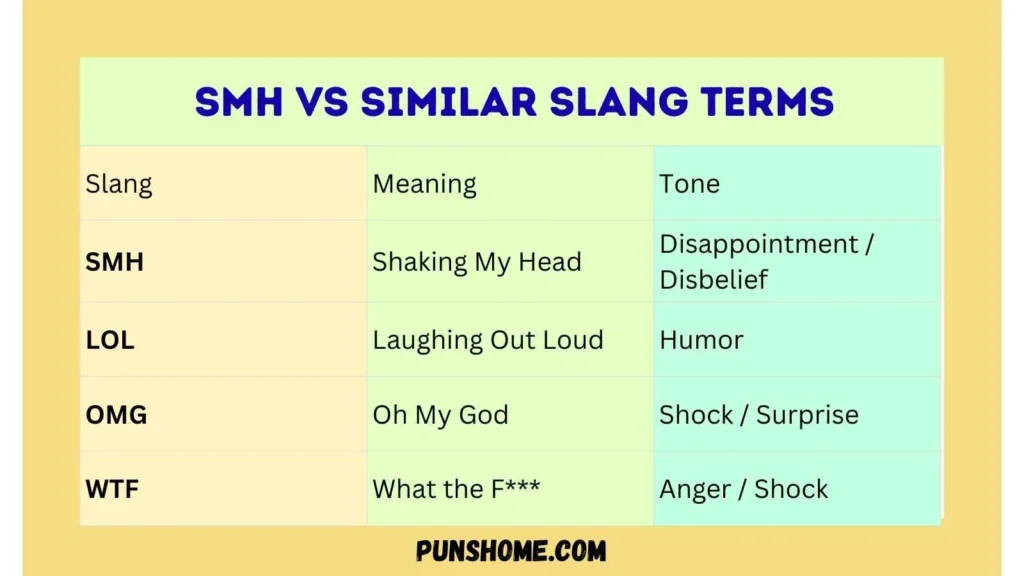 SMH vs Similar Slang Terms