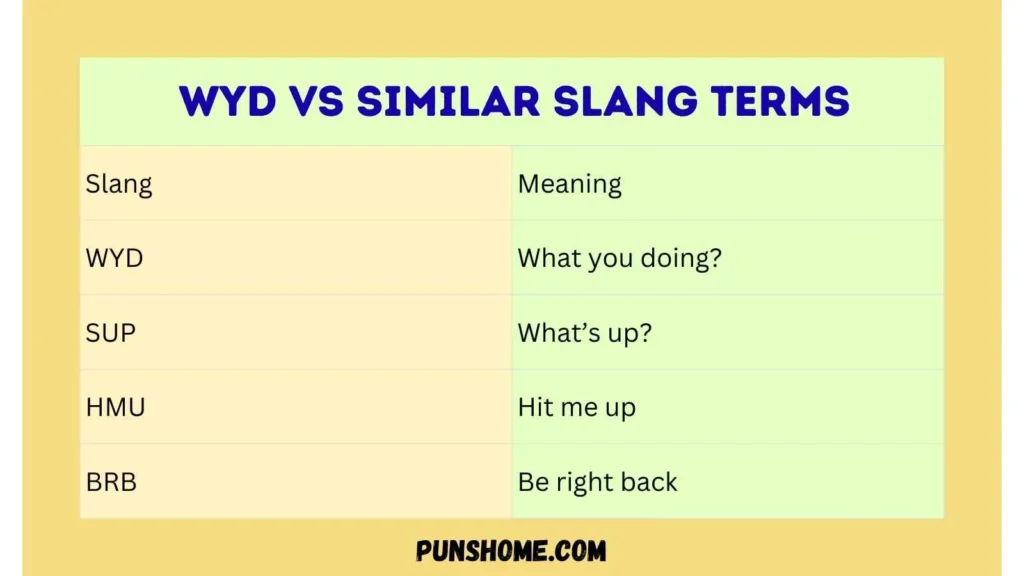 WYD vs Similar Slang Terms